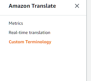 Amazon Translation Create Terminology