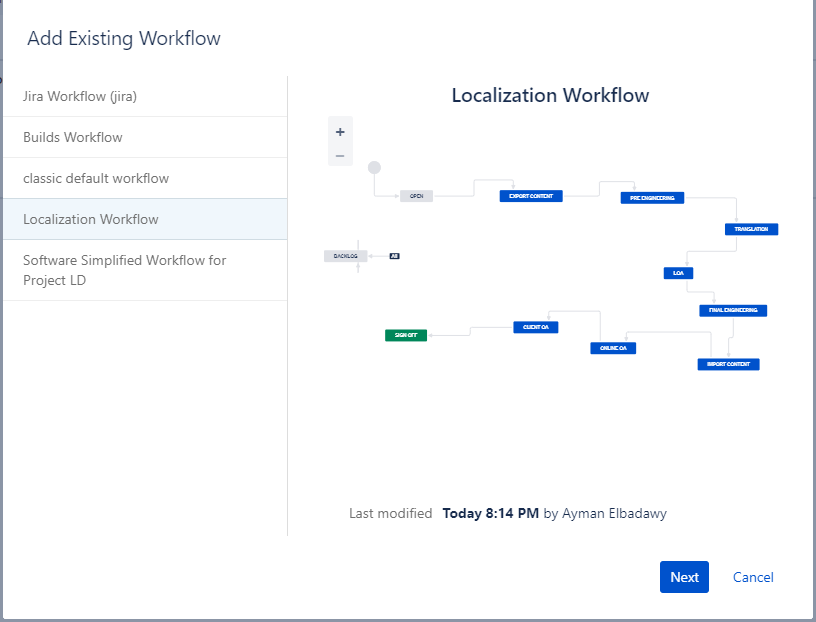 Simplified Localization Management using Jira: Select Workflow
