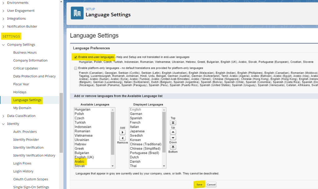 Salesforce Localization: end-users languages